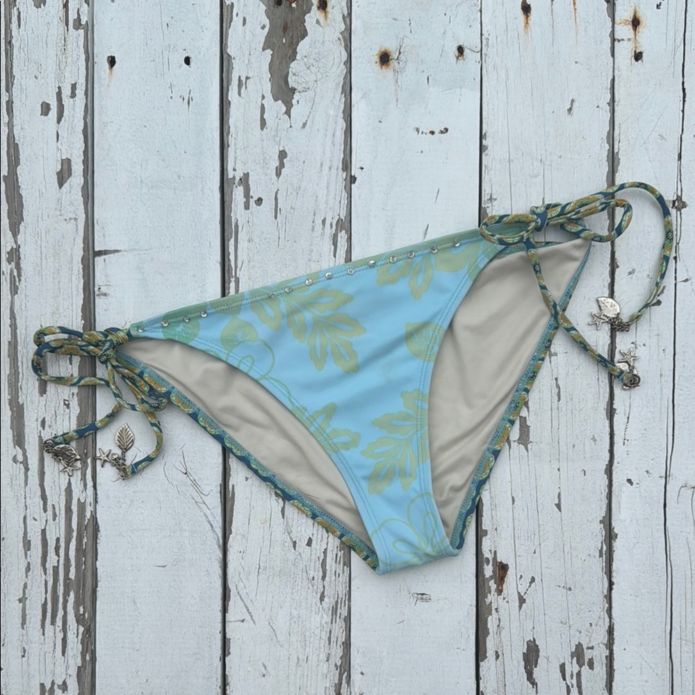 OnDadeMar Tropical Floral String Bikini Bottom